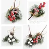 Kerstdecoraties 5 -stks Red Berry Articifial Flower Pine Cone Branch Tree Ornament Gift Packaging Home Diy Wrashe 220912