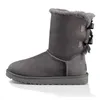 Femmes Filles Designer Chaussures Bottes En Plein Air Cheville Botte De Neige Fourrure En Cuir Châtaigne Bleu Nuit Noir Gris Hiver Chaussons Baskets Baskets