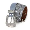 Fashion Diamond Belt Buckle Crystal Studded Belt Western Cowboy Pu Leather Luxury Rhinestone Belts