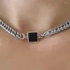 Choker Grob Silber Bordsteinkette Edelstahl Halskette Zirkon Anh￤nger Kubanische Verbindung f￼r M￤nner Frauen