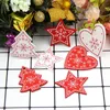 Christmas Decorations 12PCS Lot DIY White Red Tree Heart Star Wooden Pendants Ornaments For Home Xmas Tree Kids Gifts 220912