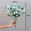 Faux blommor grönare siden diy daisy camellia artificiella blommor liten ros brud bukett xmas party dekor faux falska blommor bröllop hem dekoration j220906