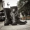 Buty moda męska nit bojowe męskie Punk Style Goth buty na motocykl dorywczo luksusowe skórzane motocyklowe męskie armia 220913