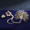 Broches Fashion Tassels Broche Vintage Crystal Crystal Animal Peacock abierto Doble cadena encantadora Flor de flores Accesorio de joyer￭a