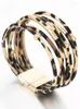 Bangle Bracelet For Women Fashion Leopard Printed Magnet Buckle Copper & Bangles Wide Wrap Jewelry Pulseras Mujer