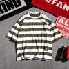 Mens t Shirts Fashion Stripe Shirt Men Cotton Summer Streetwear Tshirts Male Oversized Tee Casual T-shirts Tops Man Big Size 5xl