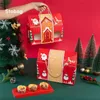 Geschenkwikkeling Stobag 12pcs Red Marry Christmas Gift Packaging Kraft Box met handvat Santa Claus Cake Kids Holiday Happy Year Feest FAVORS 220913