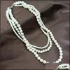 Beaded Necklaces Shell Pearl Necklace Jewelry Round White Natural Sea Fashion Wedding Fake Faux Beads Necklaces Drop Deli Dhseller2010 Dh34K