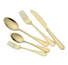 أدوات Flatware Gold Silver Stail Food Food Grade Silverware Set Offrices Chribe Cnife Fork spoon ملعقة صغيرة 0913