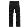 Men's Suits Pure Color Zipper Pants Pencil Korean Style Slim Fit