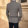 Erkek Suit Blazers Houndstooth Plaid Casual Blazer için Erkekler İçin 2 Yan Yarım İnce Uygun Erkek Kat Moda Giysileri Varış