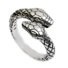 Pierścionki zespołowe Vintage Mężczyźni Kobiety Otwarcie Resizable Double Head Snake Rings 925 Sier Punk Hip Hop Biżuteria Rap Rock Cture Animals Yydhhome Dhlck