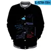 Jaquetas masculinas Graffiti 3D Impressa Baseball Bomber Bomber Jacket Men/Women Winter and Coat Hit Hop Casual Mens Clothing Kpop 2022