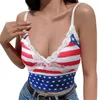 Women's Tanks Sleeveless Crop Tops Women Tank Top Sexy Camis Deep V Neck Lace Vest Clubwear Streetwear Independence Day Camisole Fashion