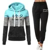 Women's Two Piece Pants Women's Tracksuit 2 Set Casual Printed Splicing Hoodies Sportwear Female Hooded Jogging Suits Sweatsuits