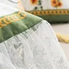 Pillow Boho Floral Cover Tassels Lace Velvet Case Home Decor American Style Green White Decorative Pillows Sofa 45 45cm