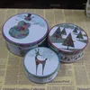 ギフトラップ3PC/セット販売メタルクリスマスギフトパッキングボックスクッキーキャンディボックススノーマン冬の木の鹿