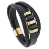 New Multilayer Leather wristband Bracelets Stainless Steel Magnet Buckle Joint for Men Stylish Vintage Leather cuff Bracelet Xmas Gifts