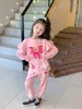 Family Matching Outfits 1 Set2pcs Kids Girls Sister Cute Pink Bow Tie Tops Sweatershirt and Long Pants Baby Girl Clothes 220913