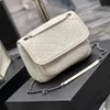 Tasarımcı Omuz Crossbody Bags Niki Zinciri Vintage Brekled Deri Çanta Kadın Çanta Çizgili Çanta Sonbahar Kış Yün Çanta Küçük Orta