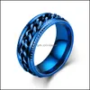 Band Rings Handmade Jewelry Wholesale 8Mm Spinner Ring Stainless Steel Fidget Anxiety For Men With Curb Chain Inlay Mens Wed Vipjewel Dhuku