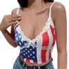 Women's Tanks Sleeveless Crop Tops Women Tank Top Sexy Camis Deep V Neck Lace Vest Clubwear Streetwear Independence Day Camisole Fashion