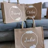 Geschenkwikkeling Gepersonaliseerde strand Jute Tote Bag Herbruikbaar winkelen Opslag Handtas Burlap Bag Aangepaste bruiloftsfeest Decoratie Bruidsmeisje Geschenken 220913