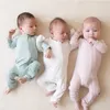 Rompers baby Romper Bambu Fiber Baby Boy Girl Clothes Born Zipper Footies Jumpsuit Solid Longsleeve Baby Clothing 024m 220913