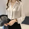 Women's Blouses 2022 Spring Koreaanse retro printen losse en veelzijdige show Thin Hong Kong Style Chiffon dameshirt Fashion Girl's