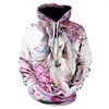 Herrtröjor 2023 Sweatshirt Män/ kvinnor 3D Tryck Brown Horse Animal Pattern Pullover Unisex Casual Creative Hoodie Sudaderas