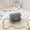 handBag Designer Kid Fleece Girls Metal Letter Chain Messenger Bag Children Faux Fur Mini Single Shoulder Bags Kids Princess purse