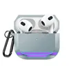 För AirPods 3/Pro Cases hörlurstillbehör Soft TPU Aluminium Alloy Protective Cover with Keychain Headphones Fashion Case