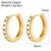 Hoop Earrings Round For Women Geometric Real Gold Color Korean Earring Piercing Copper Pave Crystal CZ Fashion Jewelry 2022