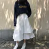 Skirts 2022 Long For Women's Harajuku Korean Style White Black Maxi Skirt Teenagers High Waist School