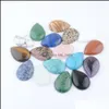 Loose Gemstones Wholesale 25X35Mm Natural Gemstone Teardrop Cabochon Cab Loose Beads No Hole Turquoise Lapis Lazi Amethyst A Lulubaby Dhktw