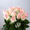 Faux blommor grönare 123 st hem dekoration tillbehör konstgjorda blommor siden rose real touch simulering flanell blomma bröllop valentin dag j220906