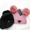 Designer vinter stickade hattar för barn jul barn varma mössor plysch boll dekoration barn virkade mössor