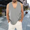 Men's Tank Tops Men Spring Summer Top Shirt Casual Hawaiian Beach Tropical Shirts V Neck Solid Color Fashion Mens