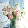 Faux Floral Greenery 60Cm Artificial Flower Silk Rose Penoy Fake Plant Bouquet Decoration For Home Wedding Hotel Table Window Decoration Accessories J220906