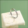 Med sidostenar 100% 925 Sterling Sier Ring med sidogenor Kvinnor Simple S925 Graverad regnbåge Color Cubic Zirconia Rings Yydhhome Dhys0