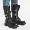 Boots High Top Desert Tactical Military Mens Leather Motorcycle Army Combat Fashion Male Gothic Belt Punk 220913