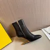 classic designer woman boots cowhide zipper Metal buckle ankle boot 100% Leather lady High Heels Autumn winter Thick heel women shoes letters shoe Large size 35-39-41-42