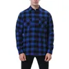 Men's Casual Shirts Men's Men's European And American Loose Light Business Brushed Cotton Plaid Shirt Turning 50 For MenMen's