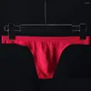 Underpants Men's Sexy Soft Low Rise G-String Thong Briefs T-Back Panties Seamless Underwear Ice Silk