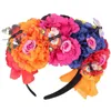 Bandanas Flower Hoofdbandroseheadpiece Haarvrouwen Hoopday Mexicaanse doden De mode bloemenkrans hoofdbanden Hoofdkleding Decoratie Girls