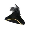 Breda randen hattar fjäder pirat hatt kvinnor män cosplay royal court caps klä upp rekvisita maskerad fest halloween julstorlek 5658 cm 220913
