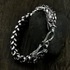 Lien à la mode S925 en argent Sterling Double tête de Dragon Bracelet hommes marée marque de bon augure zodiaque chaîne bijoux accessoires