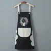 Aventais da moda dom￩stica cozinha fofa cozinheira avental feminina imperme￡vel e ￠ prova de ￳leo macac￣o protetor pode limpar as m￣os avental 20220913 e3