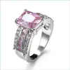 Solitaire ring mode smycken kvinnor män mtiple färg ring kunzite onyx morganit ädelstenar 12st 925 sterling sier bröllop flowe vipjewel dhngh