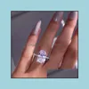 Met zijstenen trendy ring kristal verlovingsklauwen ontwerpringen voor vrouwen witte zirkoon kubieke elegieke vrouwelijke bruiloft Joozer yydhhome dh8en